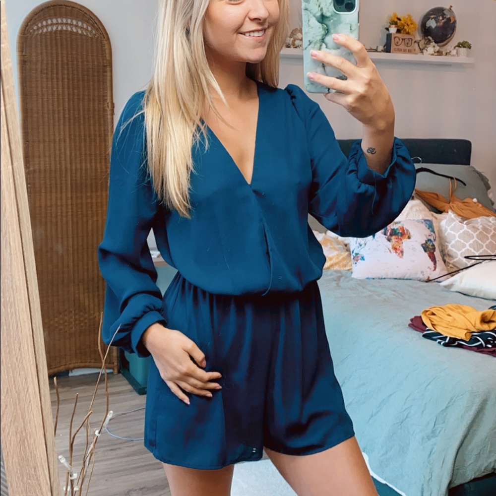Navy low cut romper